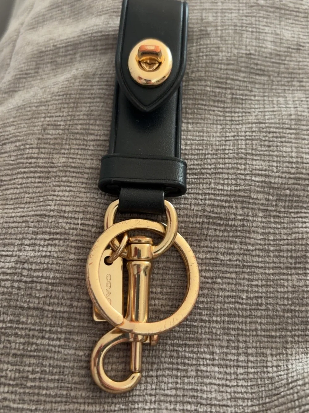 Coach Black Leather Key Holder with Gold Hardware